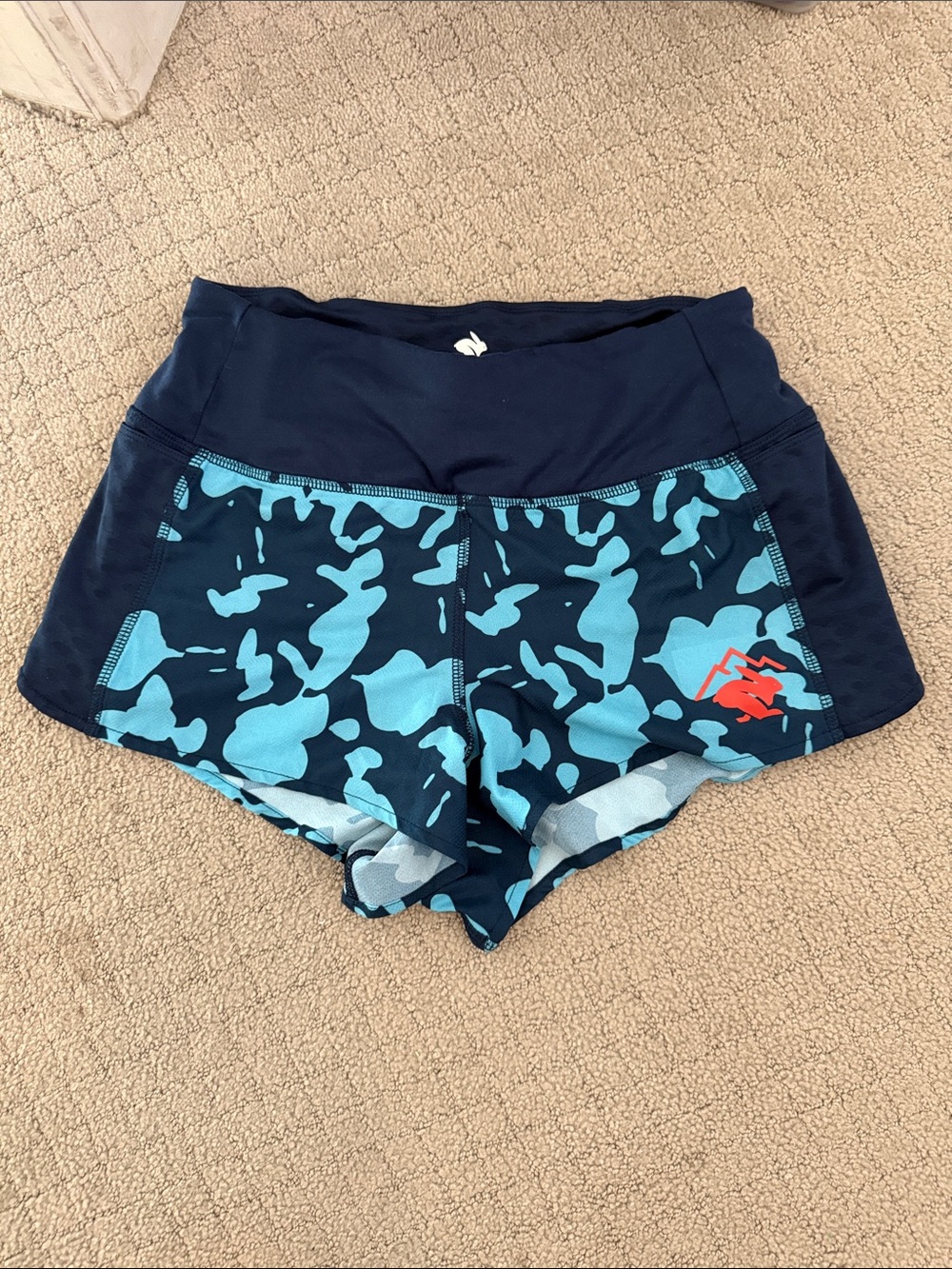 Rabbit Women's Navy & Aqua Camo Mountain Climbers running Shorts